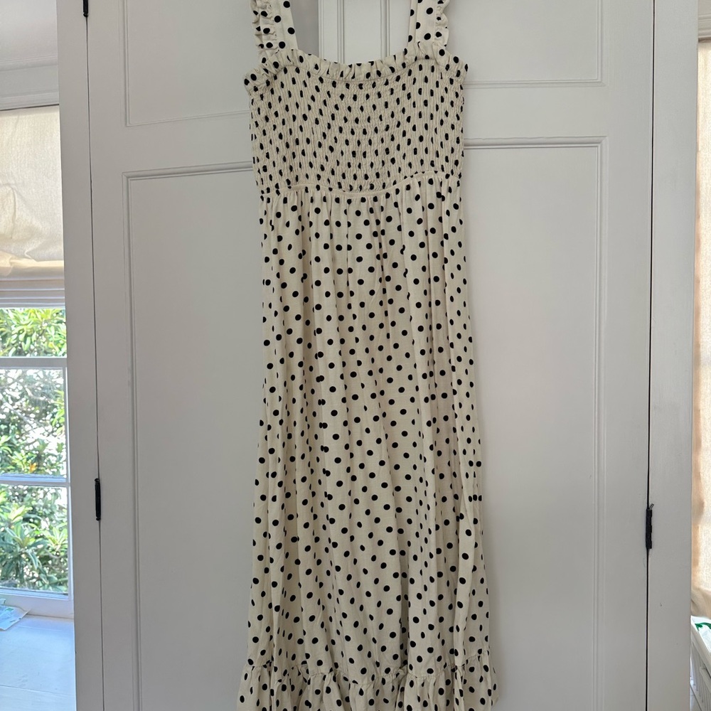 Zara Black and White Polka Dot Midi Dress